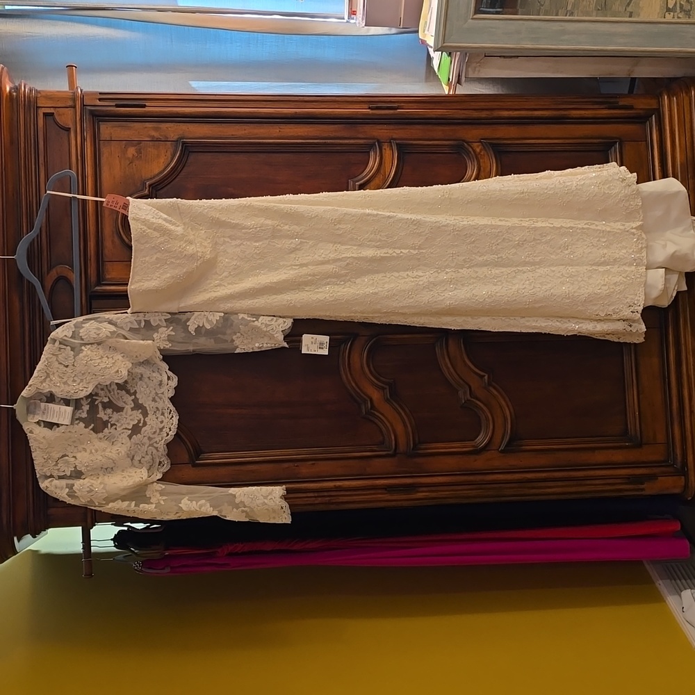 David's Bridal wedding gown with crop jacket!!  Dress is a size 6 jacket a small - Picture 12 of 14